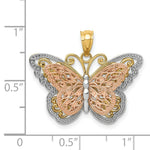 Load image into Gallery viewer, 14K Yellow Gold Y/R Gold w/ Rhodium Polished Cut-out 2-level Butterfly Pendant
