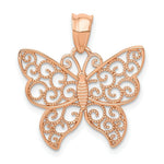 Load image into Gallery viewer, 14K Rose Gold Polished Filigree Butterfly Pendant
