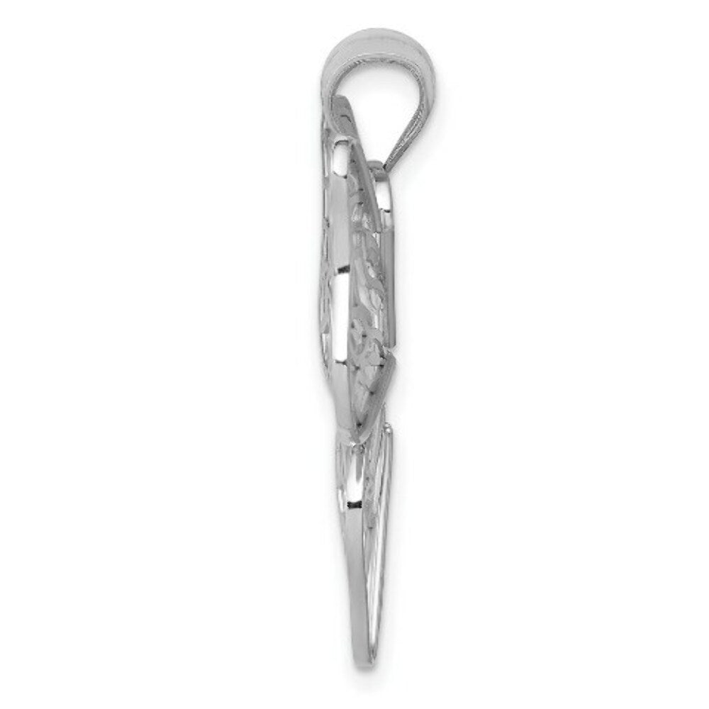 14K White Gold Polished Large Butterfly Pendant