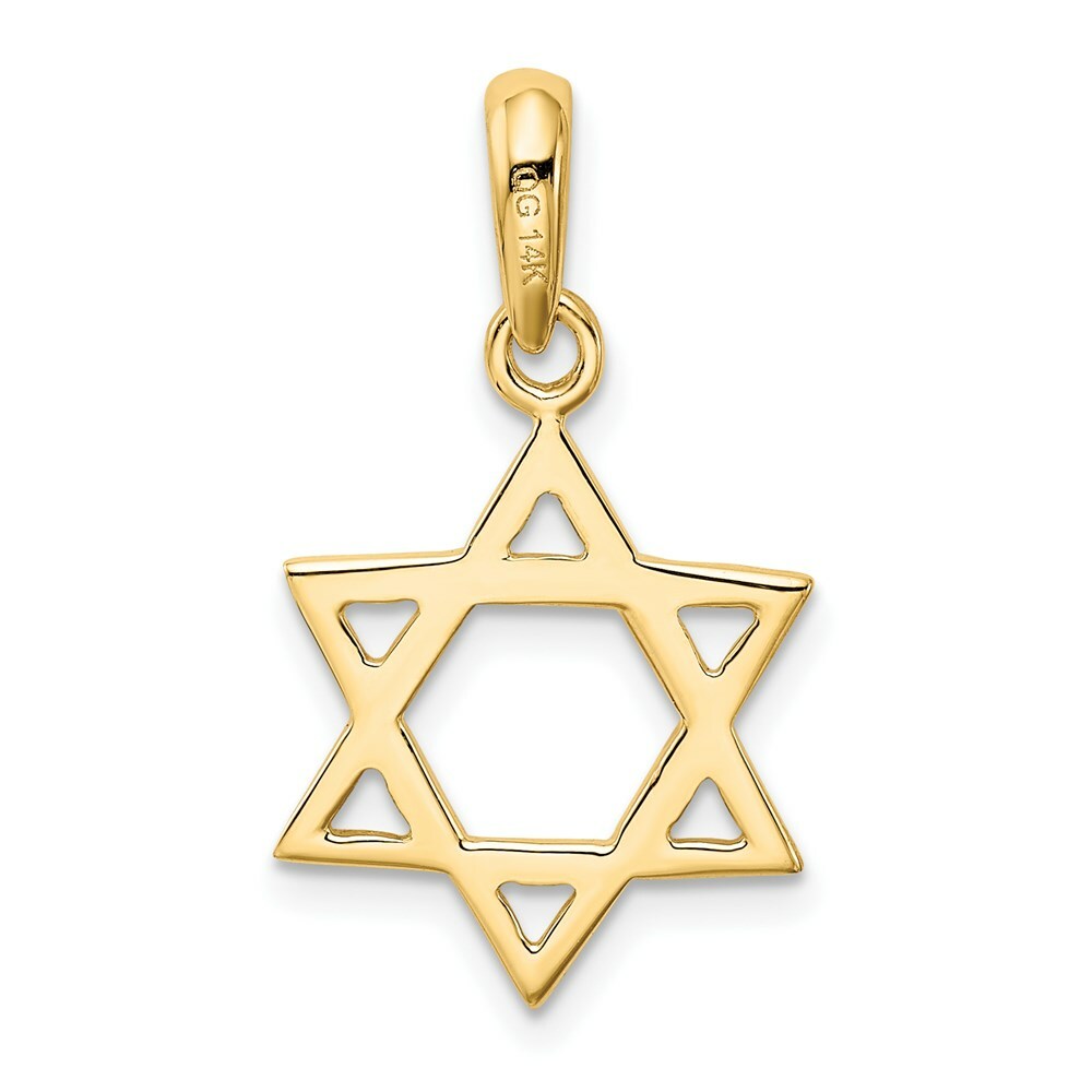 14K Yellow Gold Star of David Pendant 26mm length