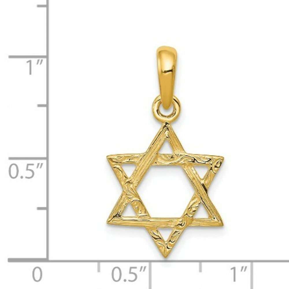 14K Yellow Gold Star of David Pendant 26mm length