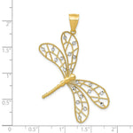 Load image into Gallery viewer, 14K Two-tone Gold Polished Diamond-cut Filigree Dragonfly Pendant
