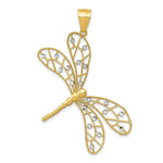 Load image into Gallery viewer, 14K Two-tone Gold Polished Diamond-cut Filigree Dragonfly Pendant
