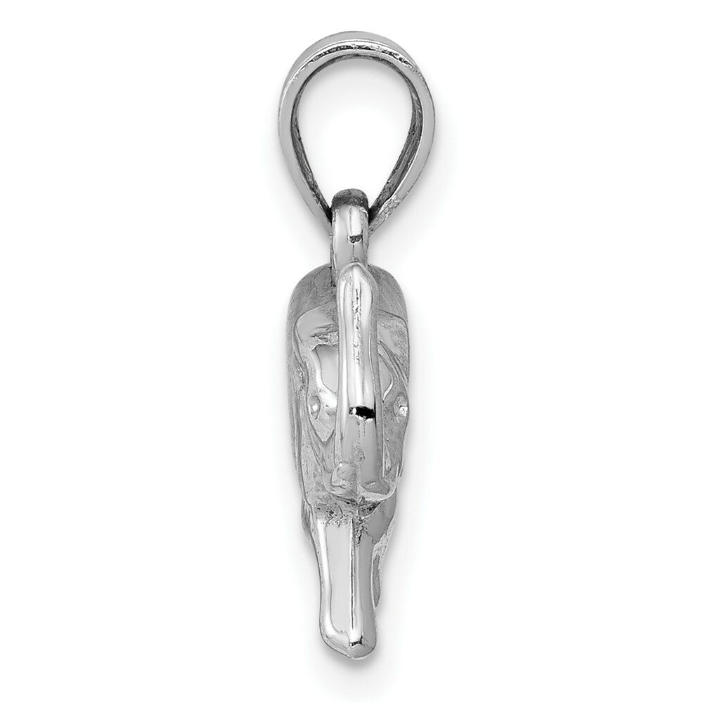 14K White Gold Polished Elephant Pendant