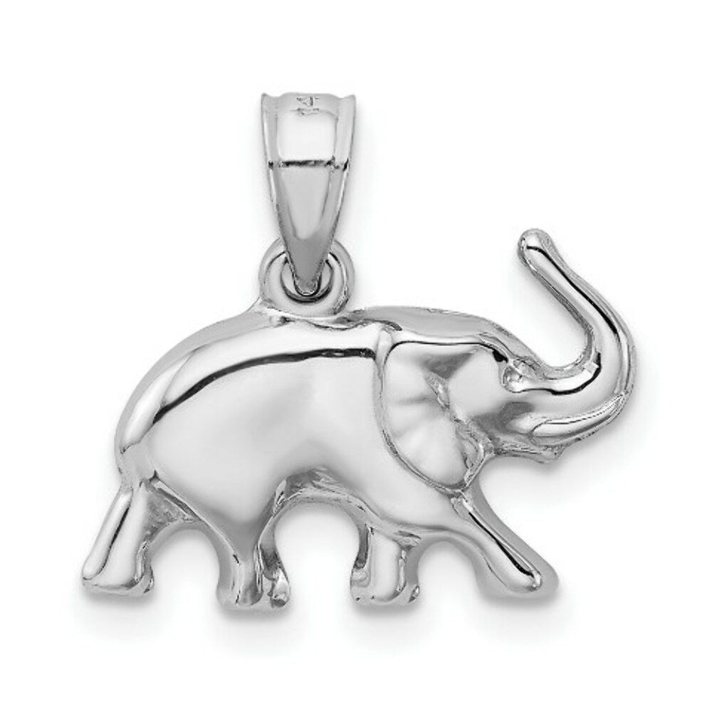 14K White Gold Polished Elephant Pendant