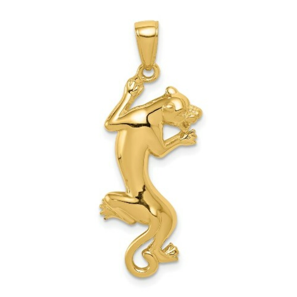 14K Yellow Gold Polished Panther Pendant