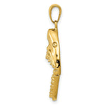 Load image into Gallery viewer, 14K Yellow Gold Polished 2-D Jaws Shark Head Mouth Open Pendant
