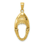 Load image into Gallery viewer, 14K Yellow Gold Polished 2-D Jaws Shark Head Mouth Open Pendant
