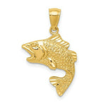 Load image into Gallery viewer, 14K Yellow Gold Polished &amp; Textured Bass Pendant
