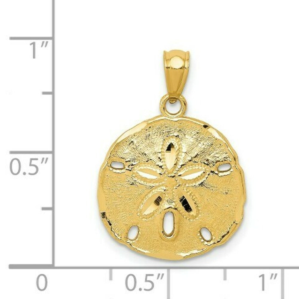 14K Yellow Gold Polished Large Sand Dollar Pendant