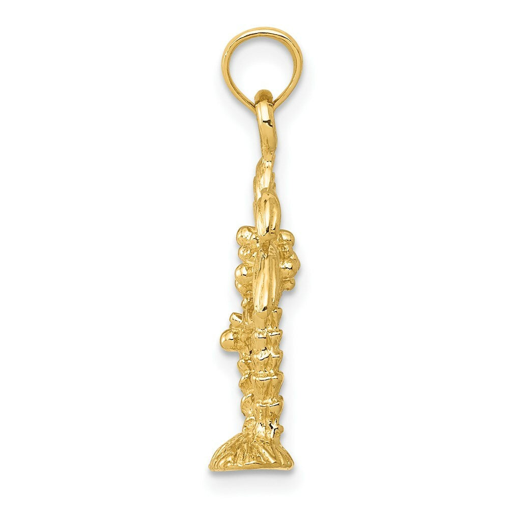 14K Yellow Gold Gold Polished and Textured Double Palm Trees Pendant