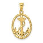 Load image into Gallery viewer, 14K Yellow Gold Polished Anchor w/Rope Oval Pendant
