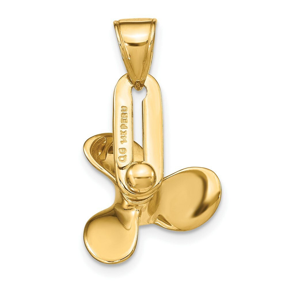 14K Yellow Gold 3-D Moveable Blade Propeller Pendant