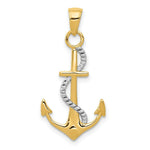 Load image into Gallery viewer, 14K Yellow Gold W/Y Gold Polished Anchor w/rope Pendant
