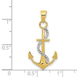 Load image into Gallery viewer, 14K Yellow Gold W/Y Gold Polished Anchor w/rope Pendant
