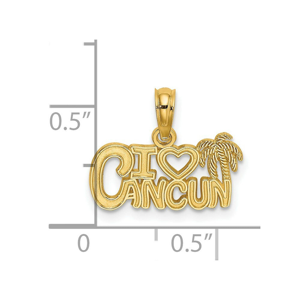 14K Yellow Gold I Heart Cancun Cut-out Charm Pendant