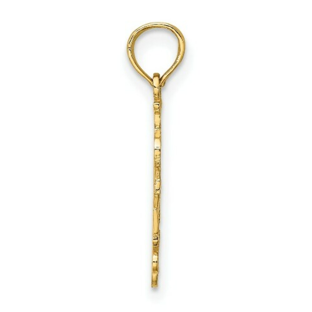 14K Yellow Gold I HEART Las Vegas With Dice Engraved Charm Pendant