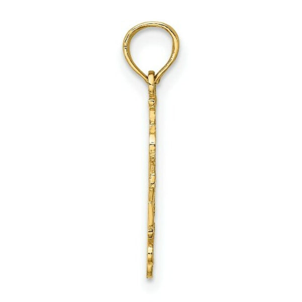 14K Yellow Gold I HEART Las Vegas With Dice Engraved Charm Pendant