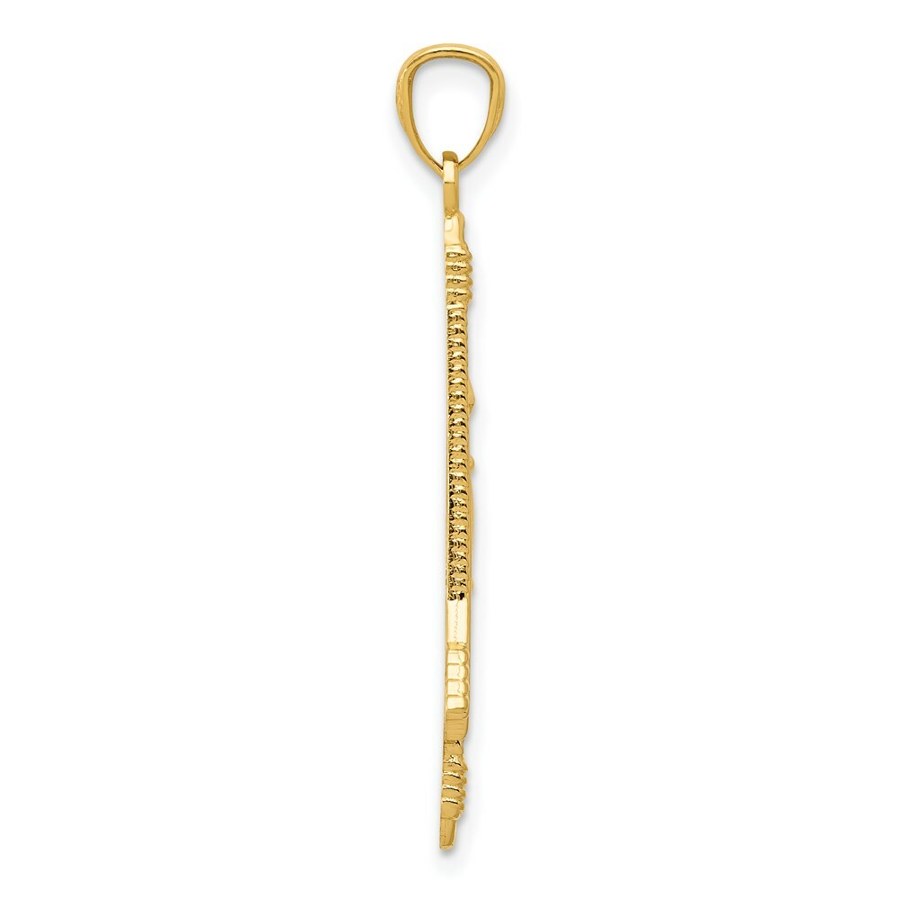 14K Yellow Gold Textured Bow and Arrow Pendant
