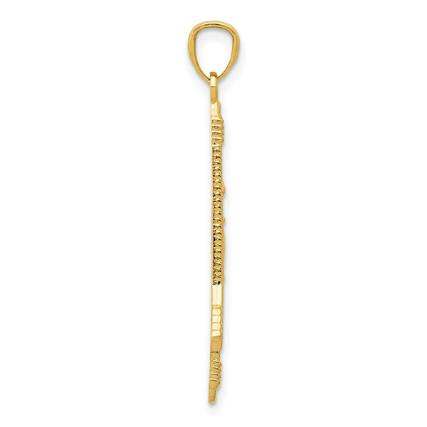 14K Yellow Gold Textured Bow and Arrow Pendant