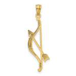 Load image into Gallery viewer, 14K Yellow Gold Textured Bow and Arrow Pendant
