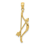 Load image into Gallery viewer, 14K Yellow Gold Textured Bow and Arrow Pendant
