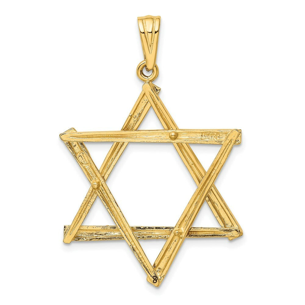 14K Yellow Gold Star of David Pendant 46mm length