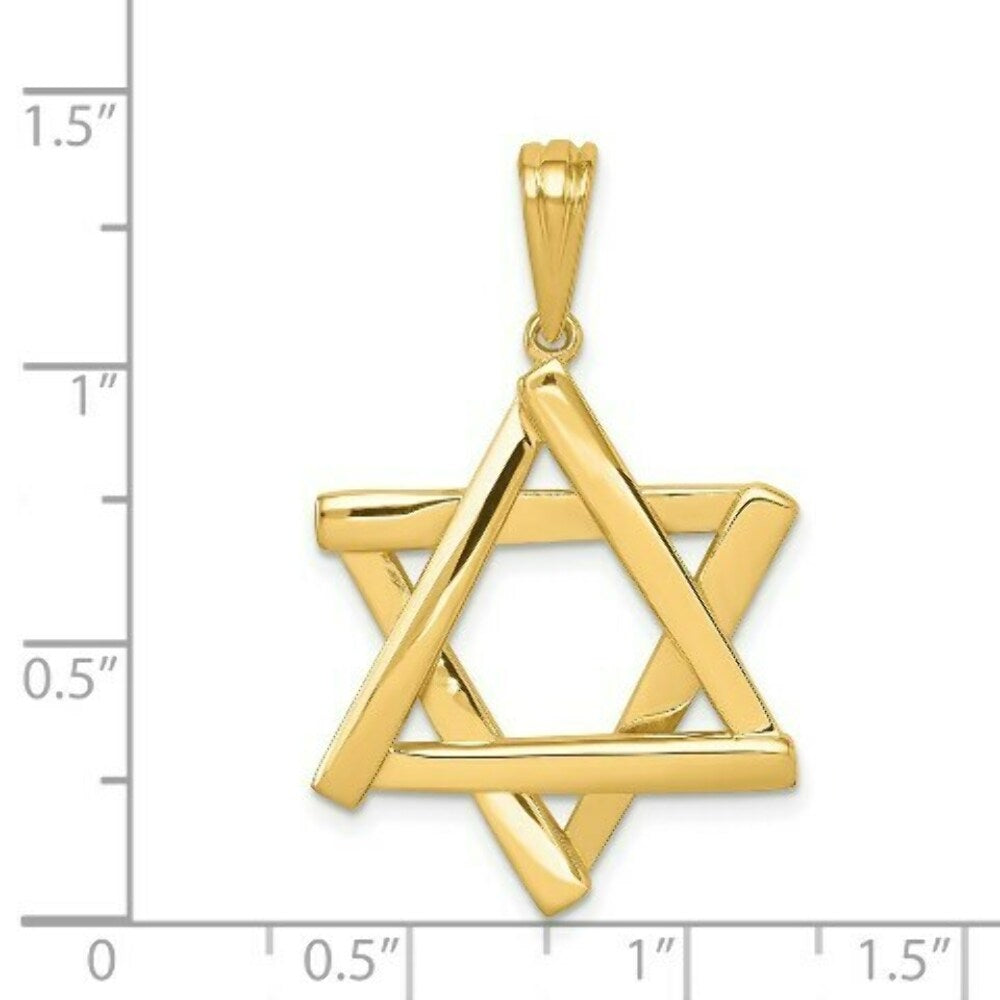14K Yellow Gold Star of David Pendant 39mm length