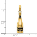 Load image into Gallery viewer, 14K Yellow Gold Polished 3-D Enameled Champagne Bottle Pendant
