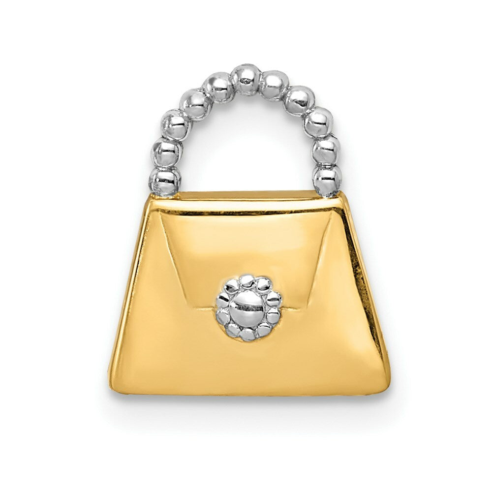 14K Yellow Gold & Rhodium Purse Slide Pendant