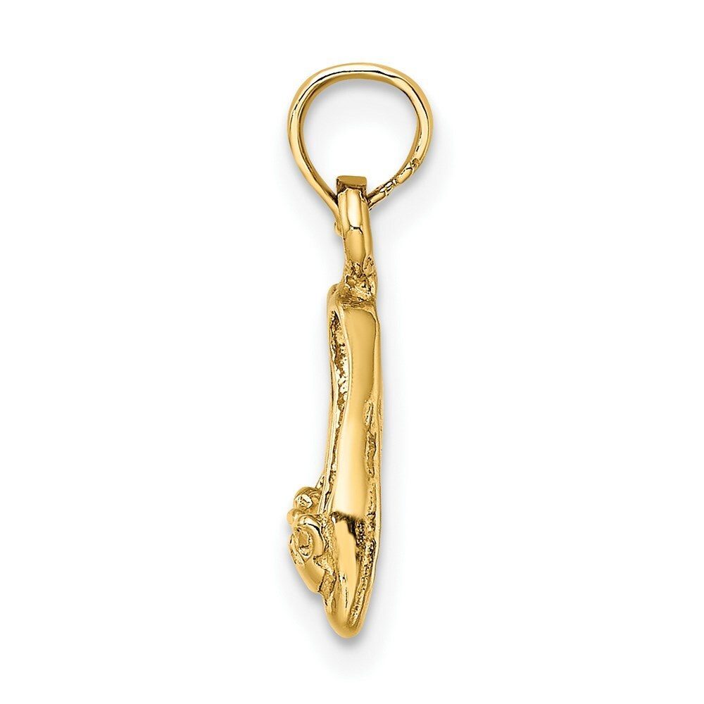 14K Yellow Gold Gold Polished Textured Ballerina Slippers Charm Pendant