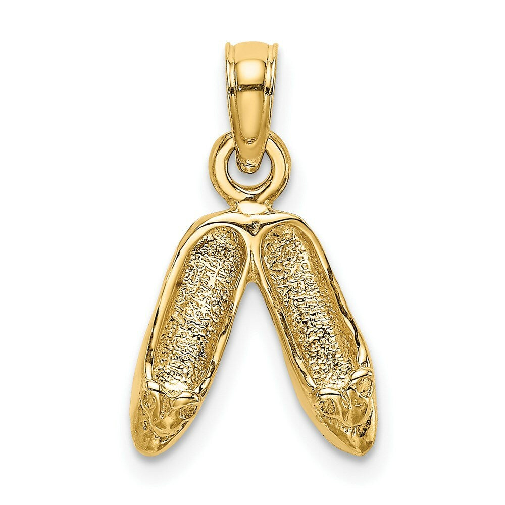 14K Yellow Gold Gold Polished Textured Ballerina Slippers Charm Pendant