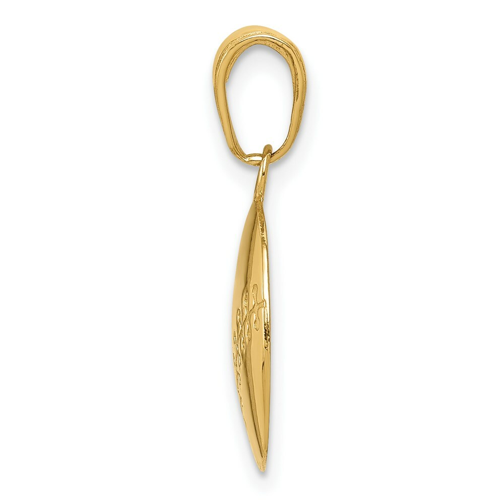 14K Yellow Gold Polished Baseball Closed Back Pendant