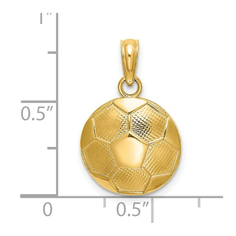 14K Yellow Gold Soccer Ball Charm Pendant