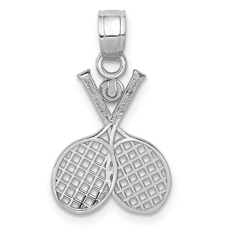 14K White Gold Double Tennis Racquet Charm