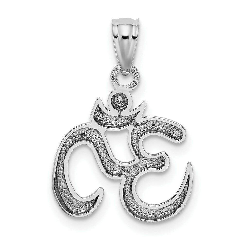 14K White Gold Polished Om Symbol Pendant