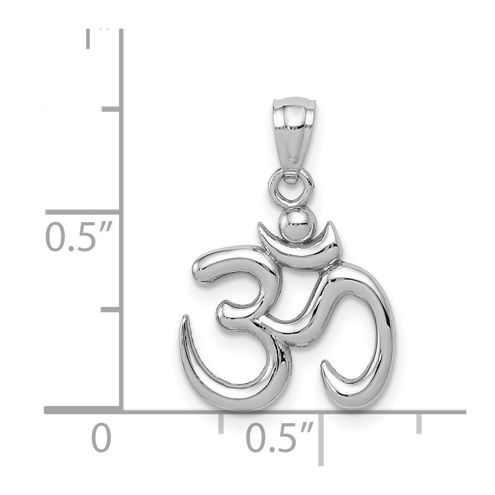 14K White Gold Polished Om Symbol Pendant