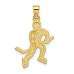 Load image into Gallery viewer, 14K Yellow Gold Satin &amp; Diamond-cut Hockey Player Pendant
