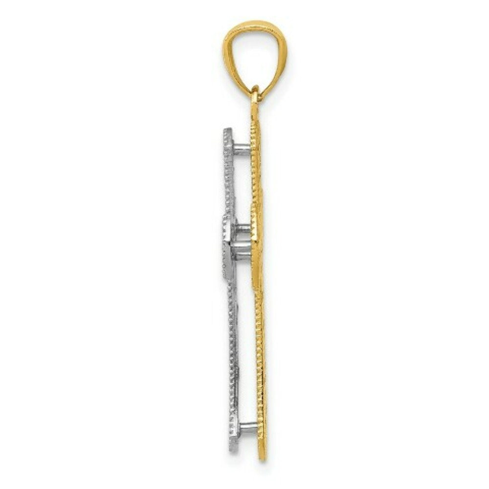 14K Yellow Gold Y/W Gold Polished 2 Level Cross Pendant