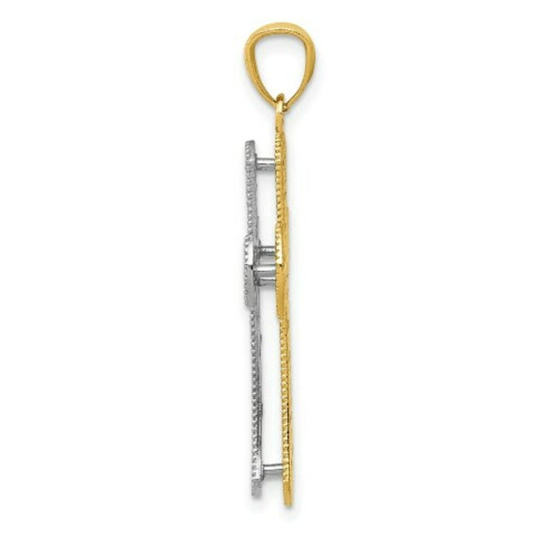 14K Yellow Gold Y/W Gold Polished 2 Level Cross Pendant