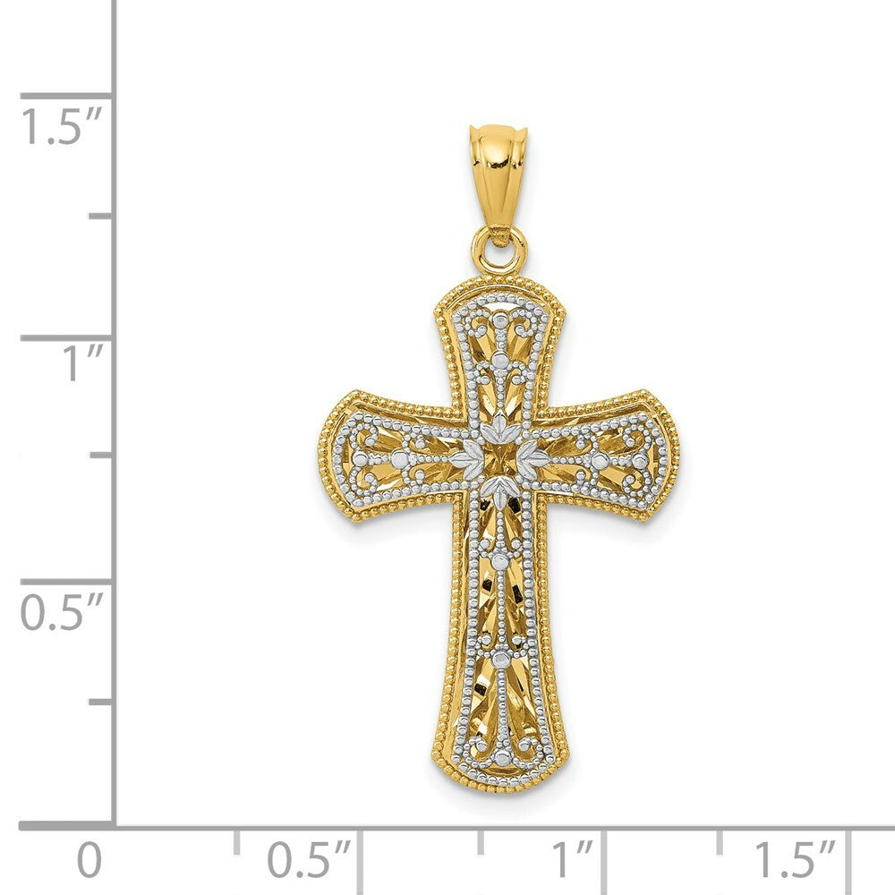 14K Yellow Gold Y/W Gold Polished 2 Level Cross Pendant