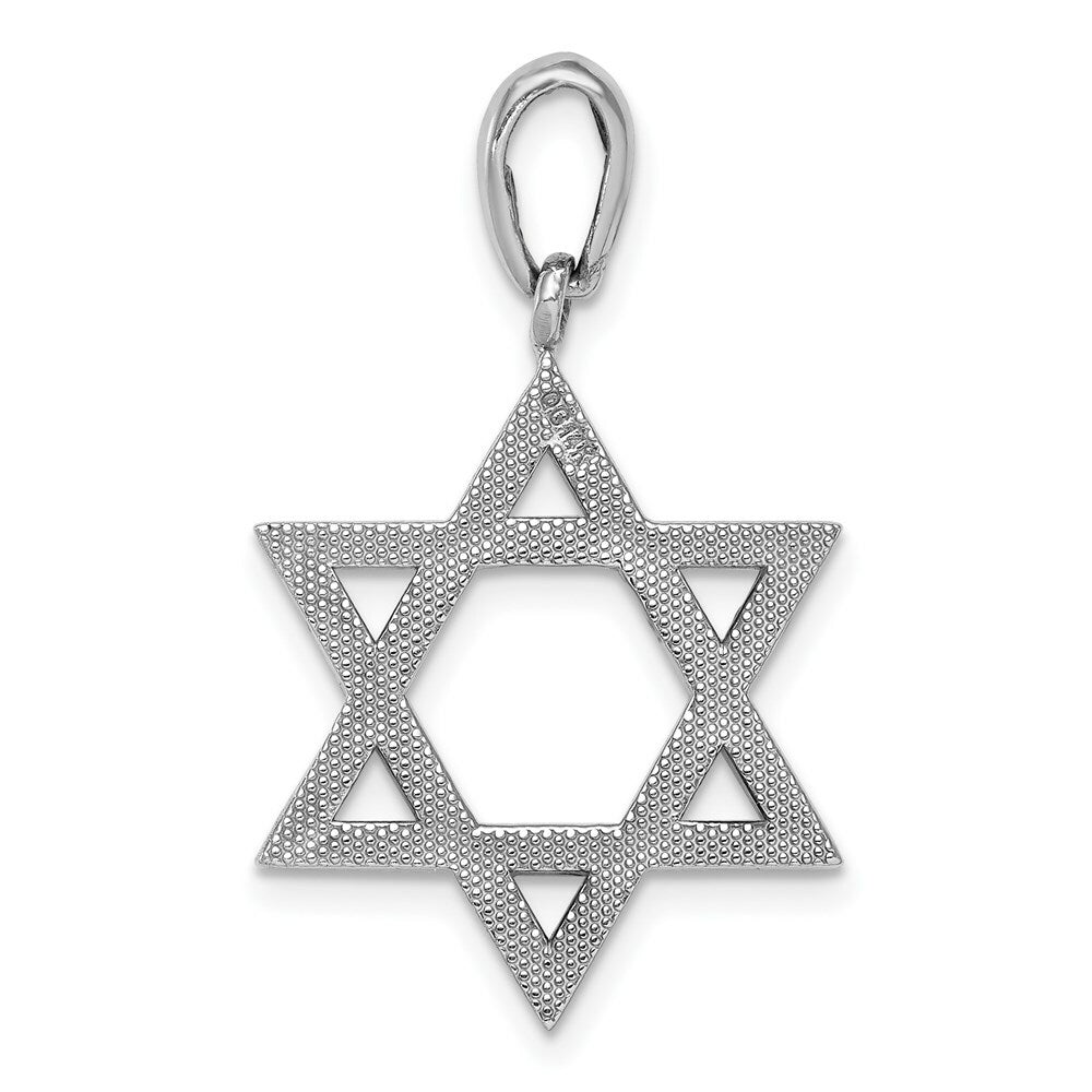 14K White Gold Star of David Pendant 20mm width
