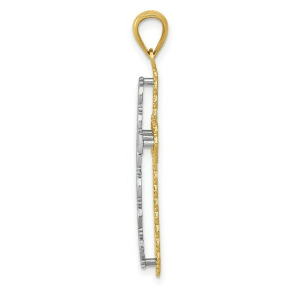 14K Yellow Gold Y/W Gold Polished 2 Level Cross Pendant