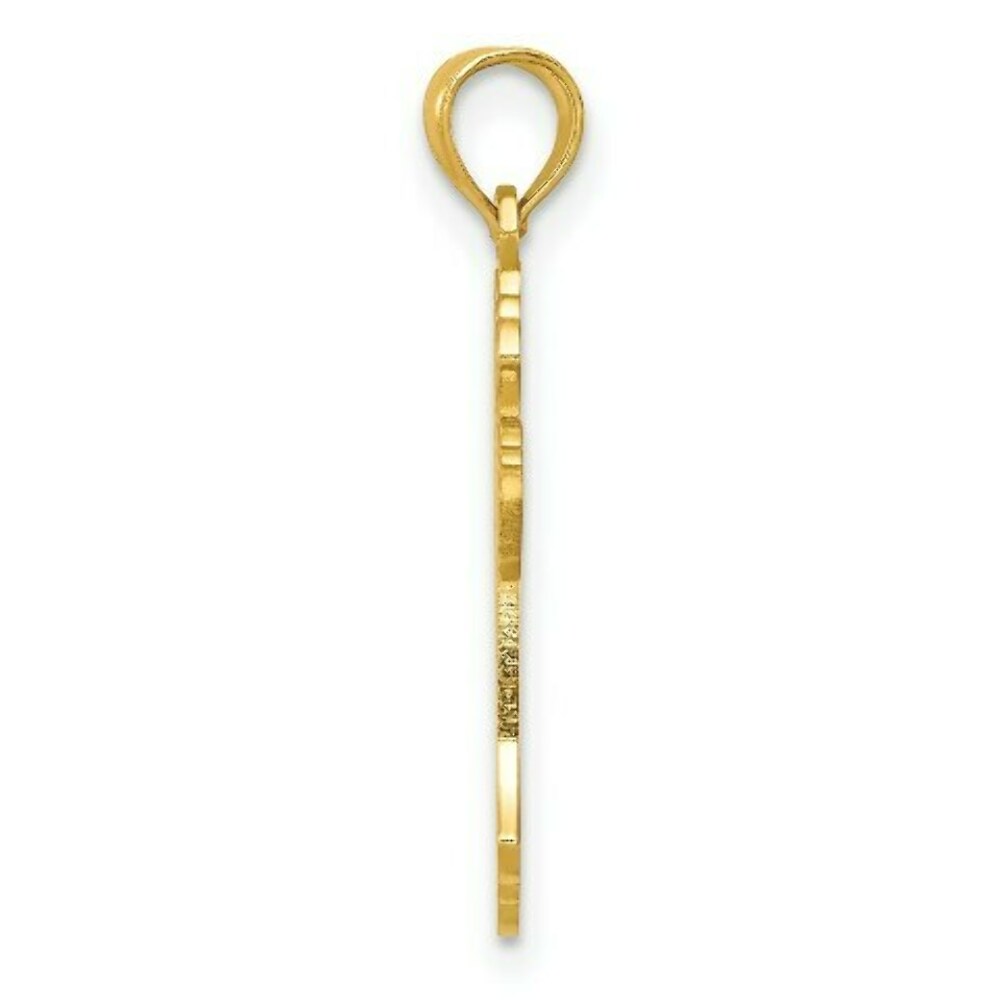 14K Yellow Gold Polished Cross w/lace Center & Arrow Tips Pendant