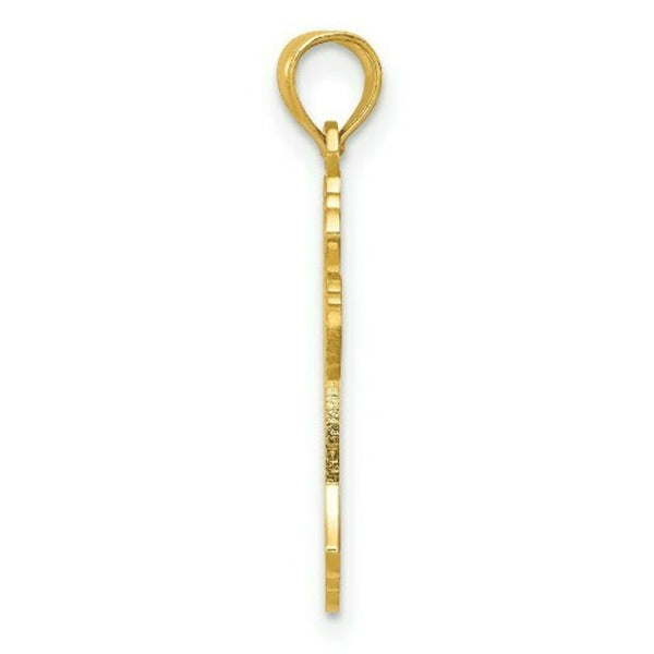 14K Yellow Gold Polished Cross w/lace Center & Arrow Tips Pendant