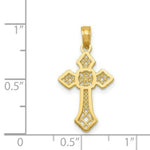 Load image into Gallery viewer, 14K Yellow Gold Polished Cross w/lace Center &amp; Arrow Tips Pendant
