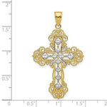 Load image into Gallery viewer, 14K Yellow Gold Polished &amp; Textured Diamond Pattern Cross Pendant

