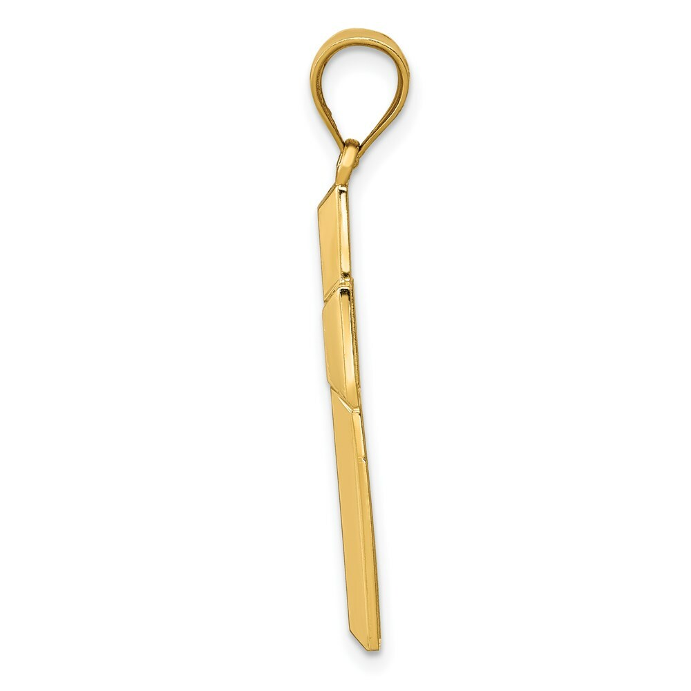 14K Yellow Gold Polished & Textured Cross Pendant