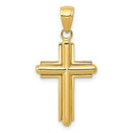 Load image into Gallery viewer, 14K Yellow Gold Polished Beveled Stick Cross w/frame Pendant
