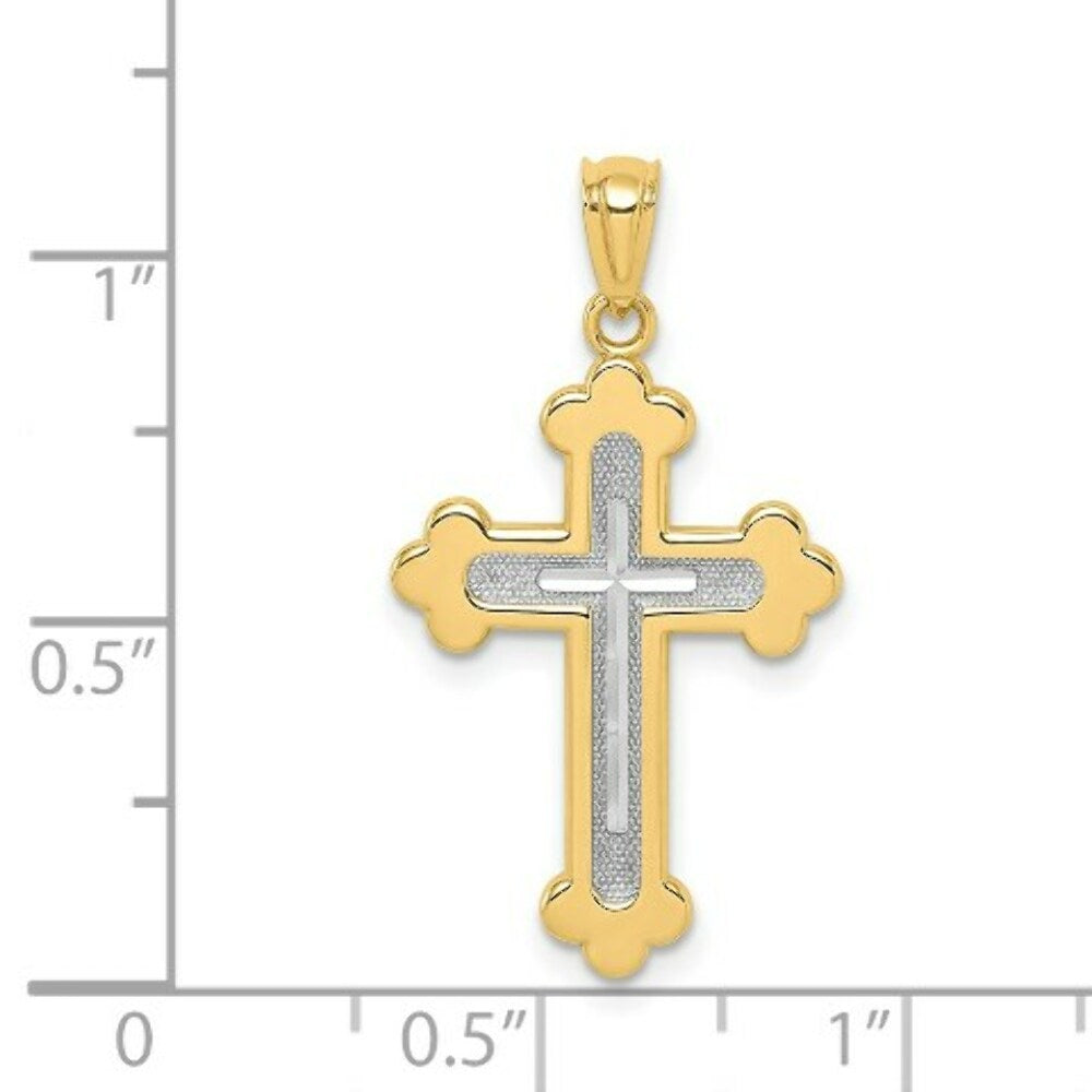 Budded Cross in 14K Yellow and White Gold